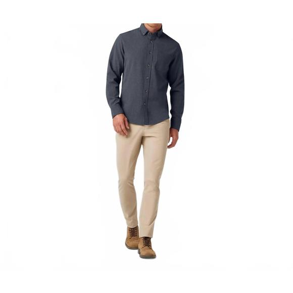 NEW MIZZEN + MAIN men's city flannel top in navy heather